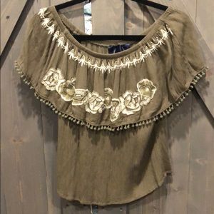 Army Green Off the Shoulder Top